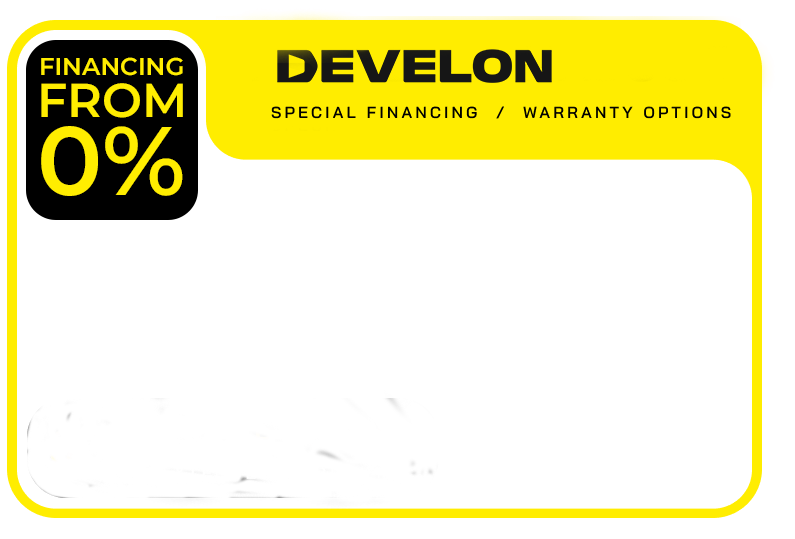 front DEVELON special financing / warranty options