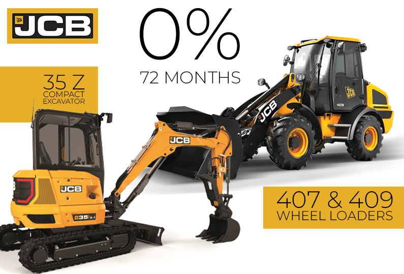 0% financing for up to 72 months on selected JCB models